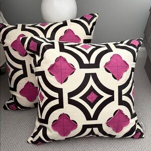 Geometric Black and Pink Throw Pillow Set